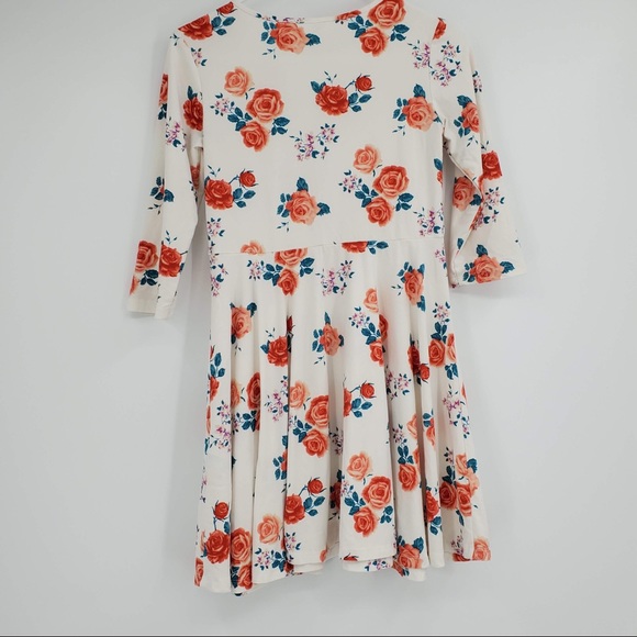 Forever 21 Girls Floral Fit Flare Dress White Pink - Picture 2 of 5